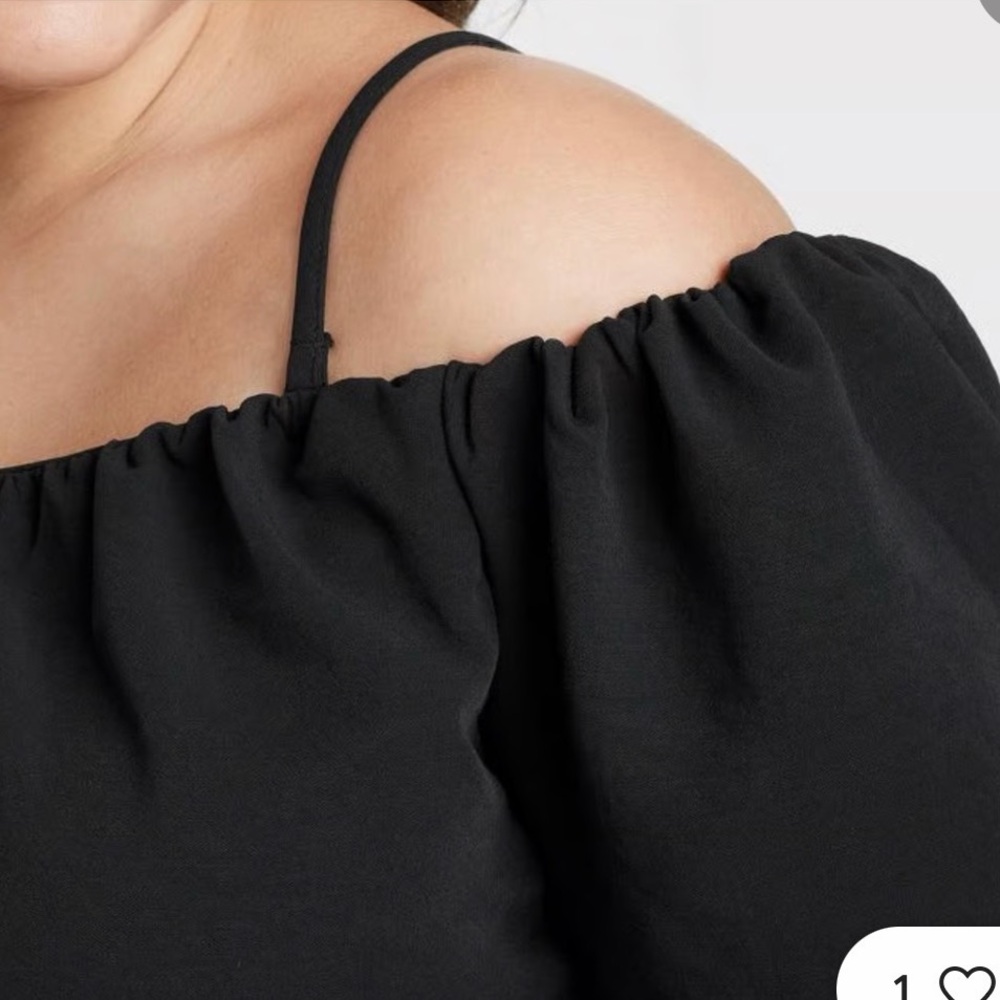 NWT New Day Black Slim Fit Off the Shoulder with Straps Blouse Small Black - Picture 2 of 8